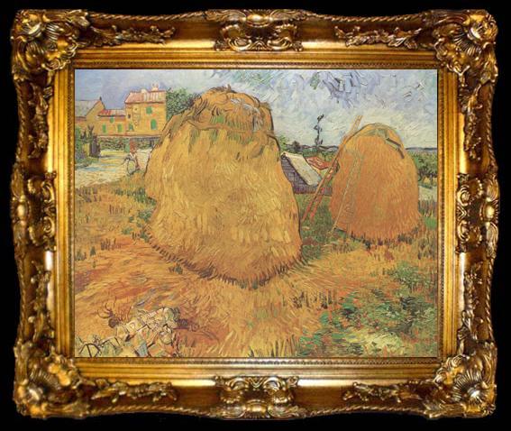 framed  Vincent Van Gogh Haystacks in Provence (nn04), ta009-2
